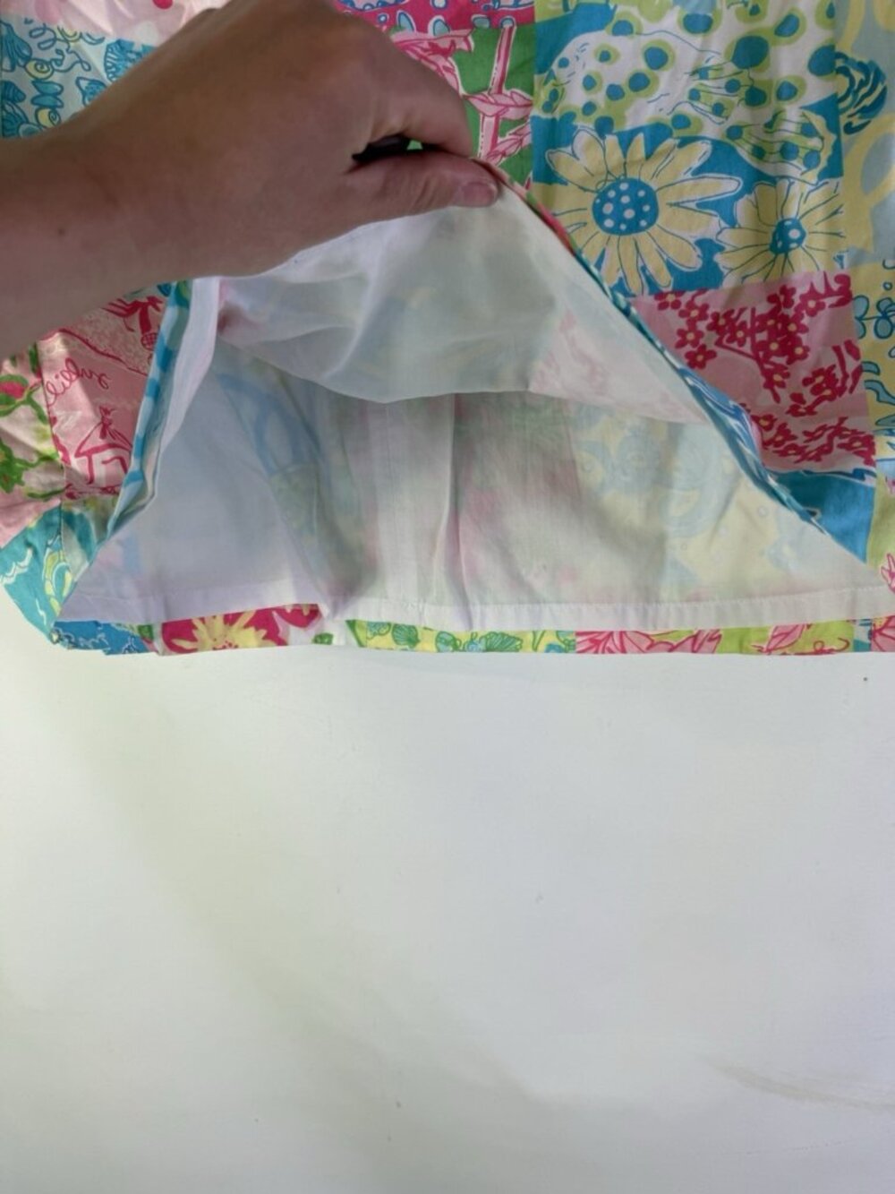 Vintage 90s Lilly Pulitzer Rainbow Patchwork Mini Skirt Vacation Resort - Picture 4 of 7